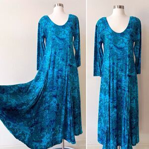 Vintage 90s Passports Pier 1 Imports Midi Dress M Geometric Artsy Boho Grunge